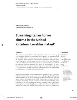 Streaming Italian Horror Cinema in the United Kingdom: Lovefilm Instant1