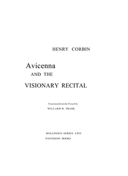 Avicenna and the VISIONARY RECITAL