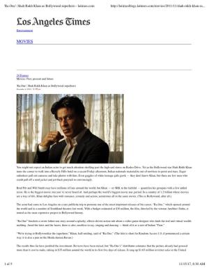 Shah Rukh Khan As Bollywood Superhero - Latimes.Com