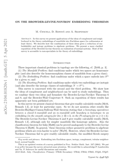 On the Browder-Levine-Novikov Embedding Theorems 3