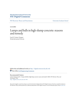 Lumps and Balls in High-Slump Concrete: Reasons and Remedy Ivan R