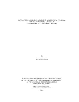 Interaction, Population Movement, and Political Economy: the Changing Social Landscape of Northeastern Florida (A.D