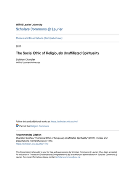 The Social Ethic of Religiously Unaffiliated Spirituality