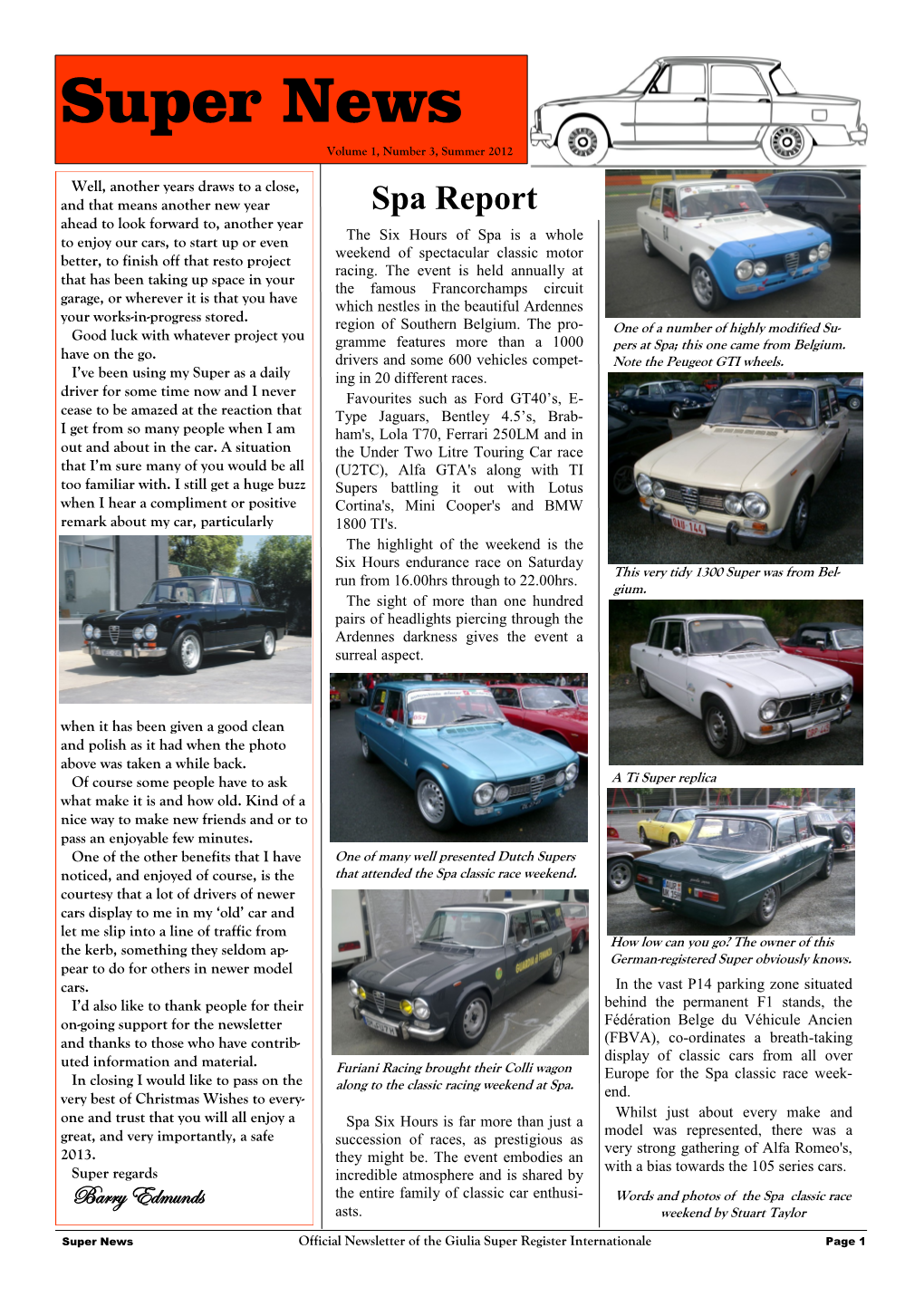 Super News Volume 1, Number 3, Summer 2012