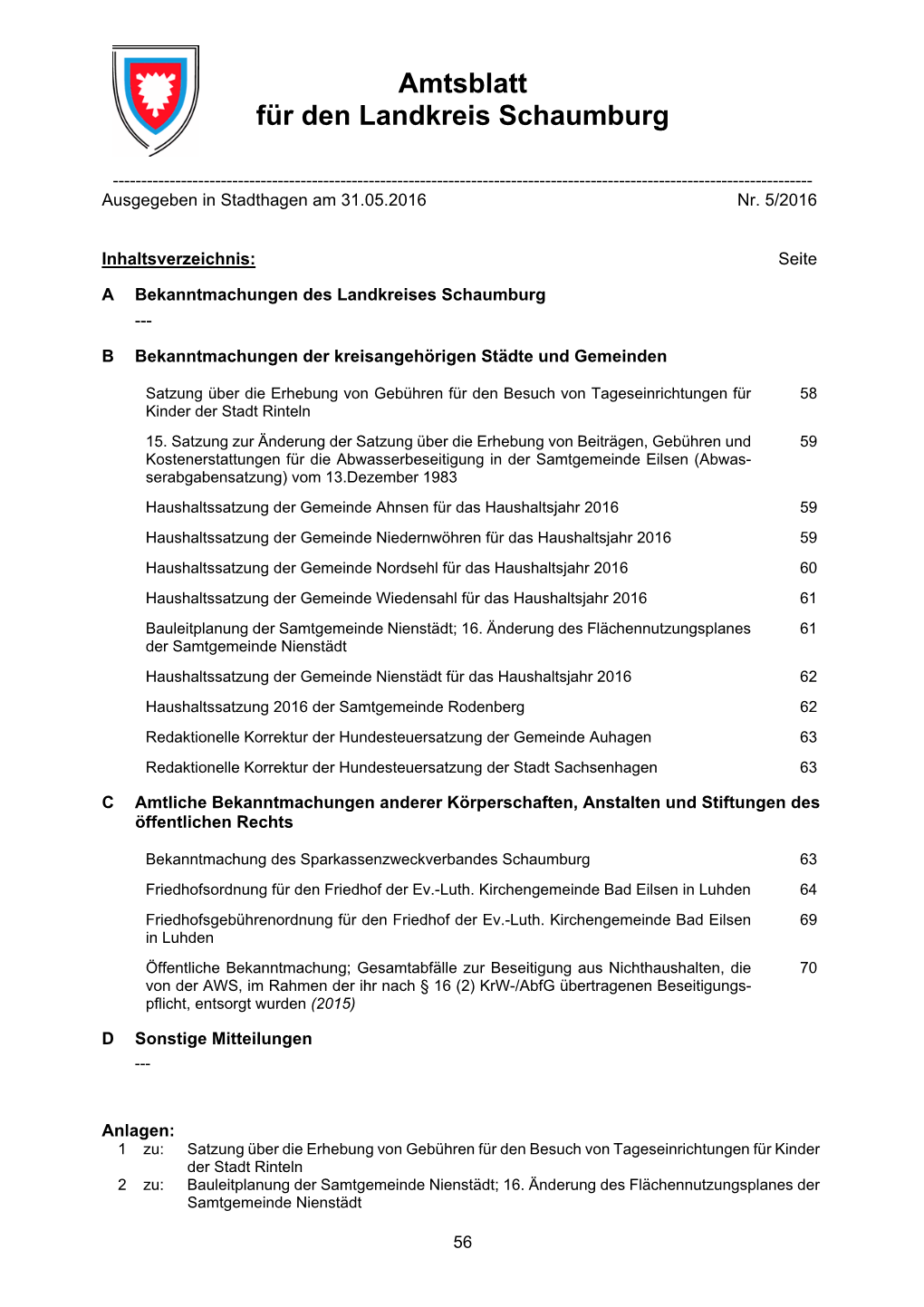 Amtsblatt 2016 Nr. 05