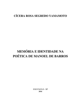 Memória E Identidade Na Poética De Manoel De Barros