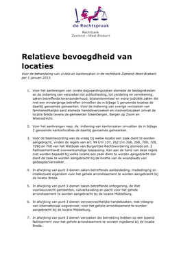Relatieve Bevoegdheid Van Locaties Rechtbank Zeeland-West-Brabant