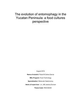 The Evolution of Entomophagy in the Yucatan Peninsula: a Food Cultures Perspective
