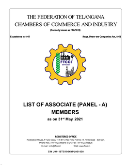 The Federation of Telangana Chambers of Commerce and Industry List of Associate (Panel