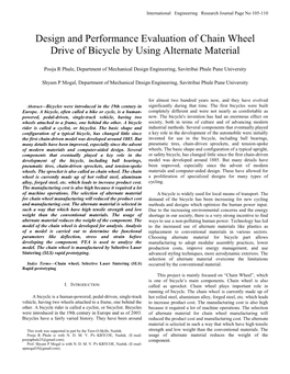 Design and Performance Evaluation of Chain Wheel Drive of Bicycle by Using Alternate Material