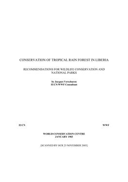 Conservation of Tropical Rain Forest in Liberia