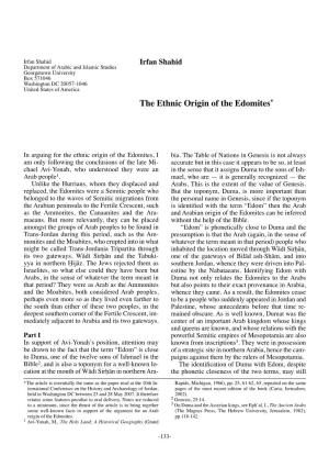 The Ethnic Origin of the Edomites*