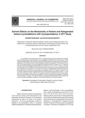 Solvent Effects on the Mechanistic of Ketene and Halogenated Ketene Cycloadditions with Cyclopentadiene: a DFT Study