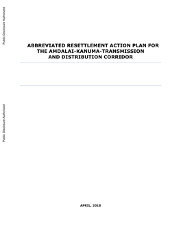 Abbreviated Resettlement Action Plan for the Amdalai-Kanuma-Transmission and Distribution Corridor