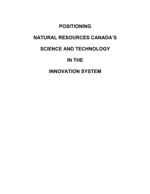 Positioning Natural Resources Canada's Science and Technology in the Innovation System