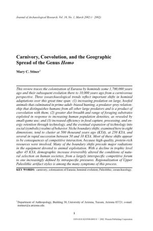 Carnivory, Coevolution, and the Geographic Spread of the Genus Homo