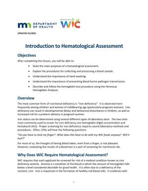 Introduction to Hematological Assessment (PDF)