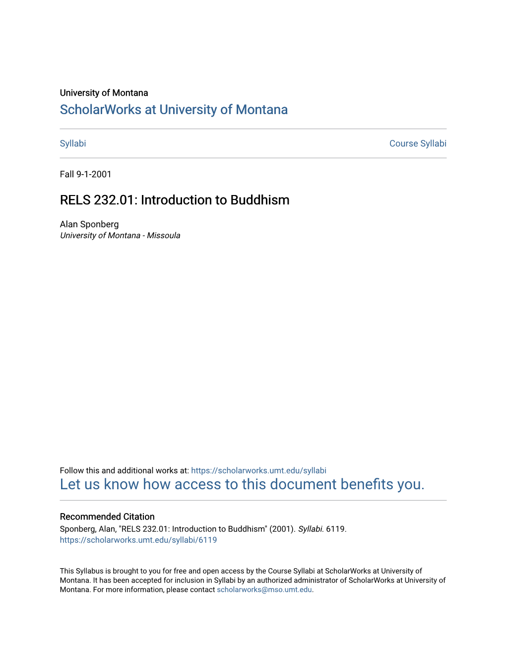 RELS 232.01: Introduction to Buddhism