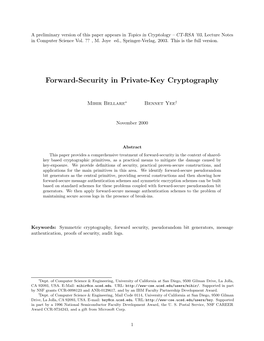 Forward-Security in Private-Key Cryptography