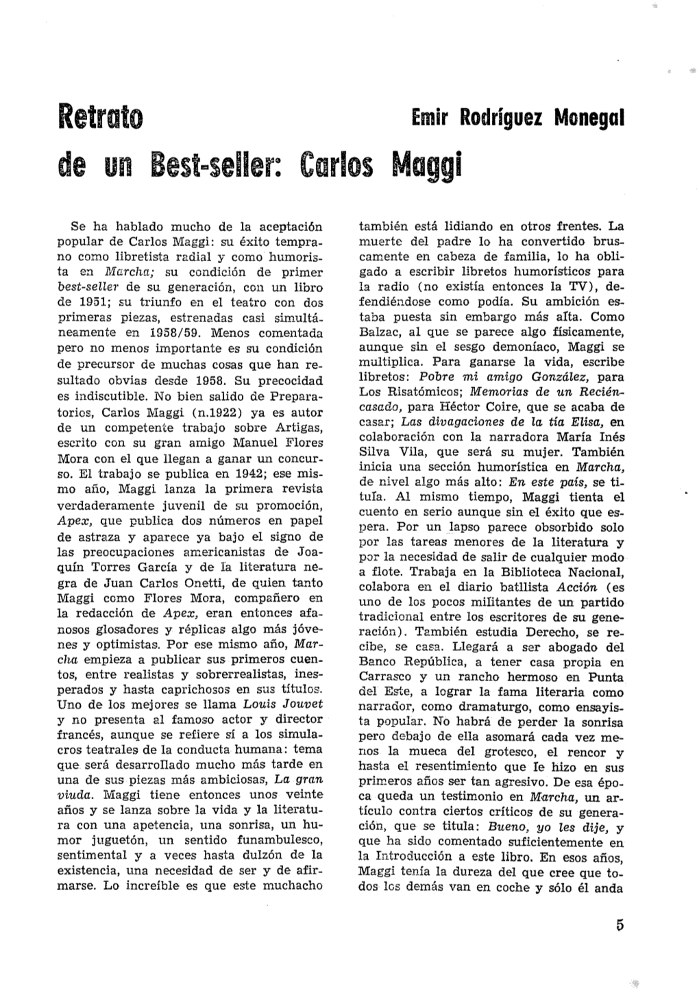 Retrato De Un Bestaseuer: Carlos Maggi