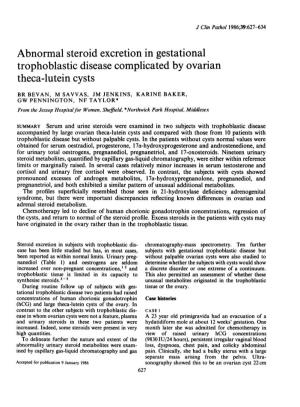 Trophoblastic Disease Complicated by Ovarian Theca-Lutein Cysts
