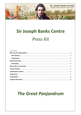 Sir Joseph Banks Centre Press Kit the Great Panjandrum
