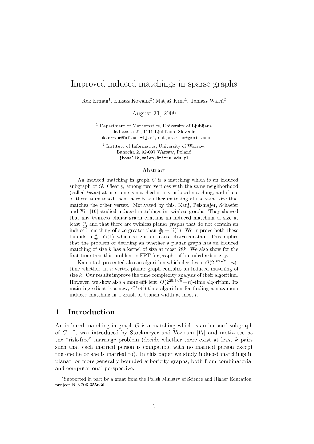 Improved Induced Matchings in Sparse Graphs