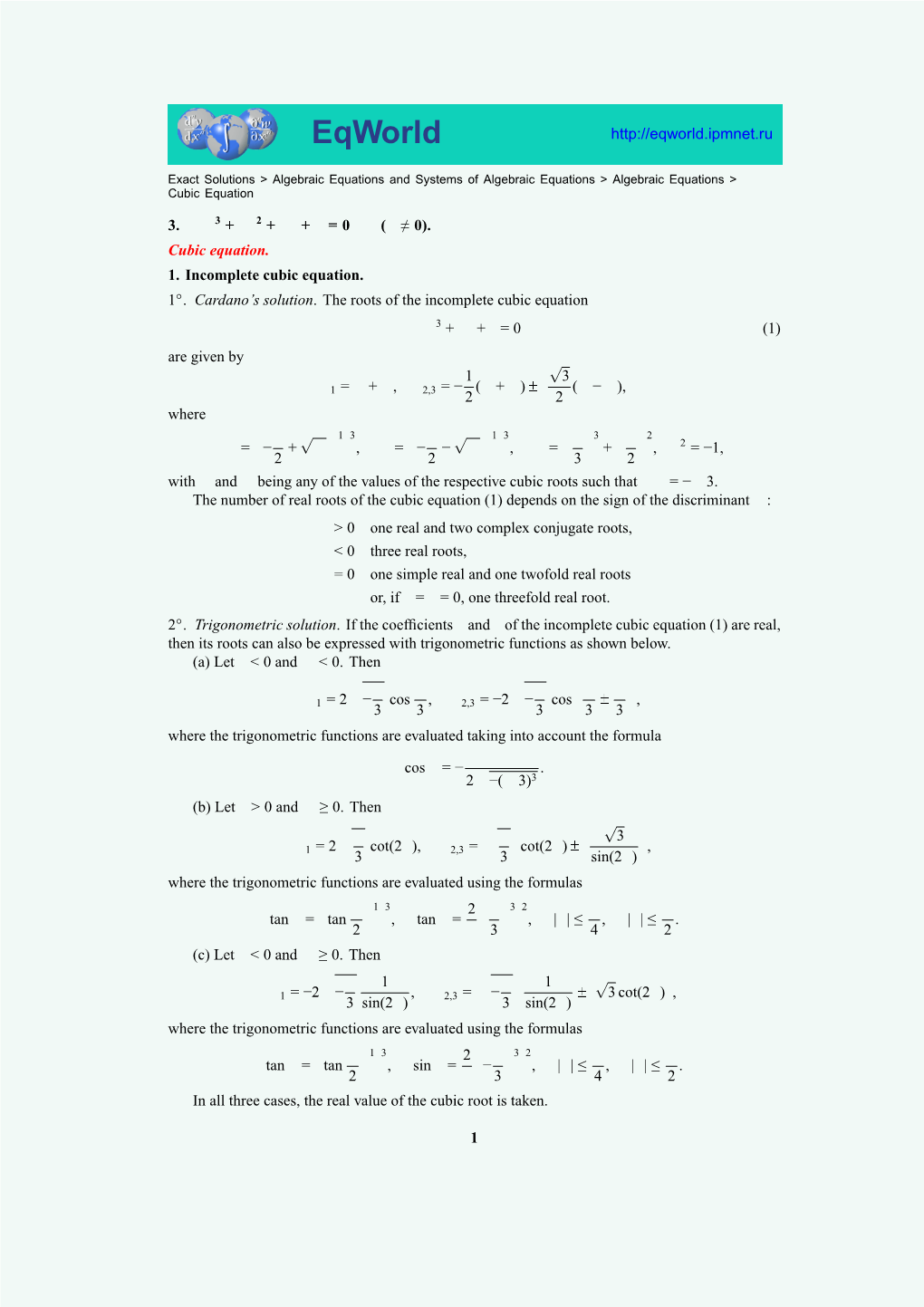 Cubic Equation