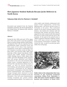 How Japanese Student Radicals Became Juche Believers in North Korea