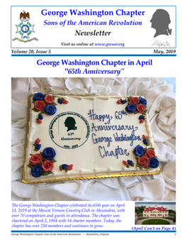 May, 2019 George Washington Chapter in April "65Th Anniversary"