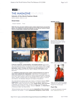 THE MAGAZINE Islands of the World Fashion Week GEMMA HARKER, WGSN 03.12.08 Overview WGSN Loves