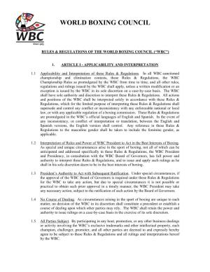 Rules and Regulations of the World Boxing