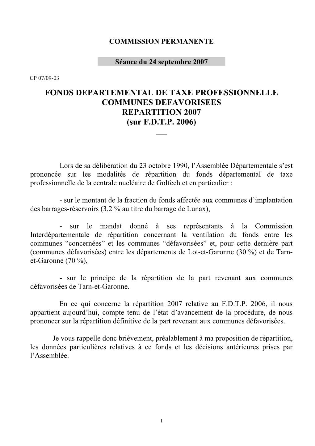 Fonds Departemental De La Taxe Professionnelle De