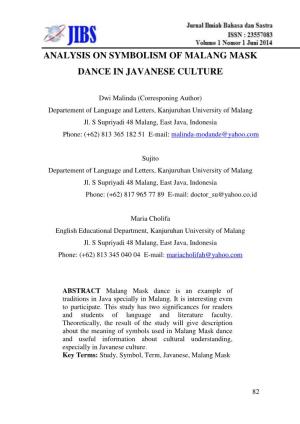 Analysis on Symbolism of Malang Mask Dance in Javanese Culture