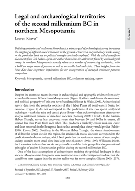 Legal and Archaeological Territories of the Second Millennium BC in Northern Mesopotamia