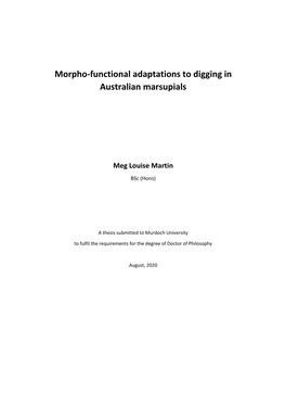 Morpho-Functional Adaptations to Digging in Australian Marsupials