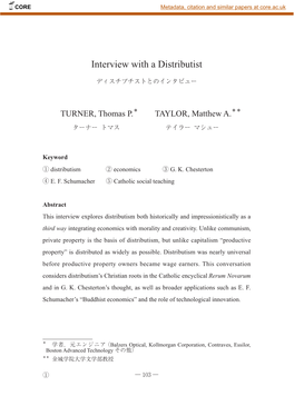 Interview with a Distributist