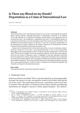 Deportation As a Crime of International Law