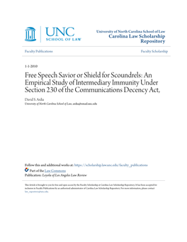 An Empirical Study of Intermediary Immunity Under Section 230 of the Communications Decency Act, David S