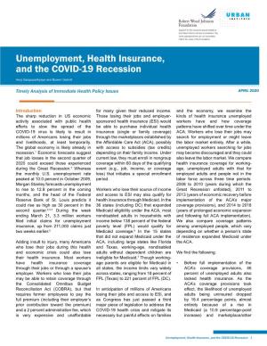 Unemployment, Health Insurance, and the COVID-19 Recession