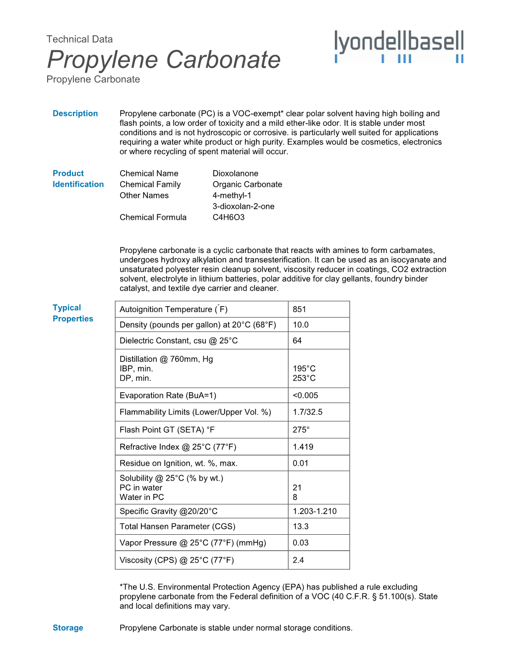 Propylene Carbonate Propylene Carbonate