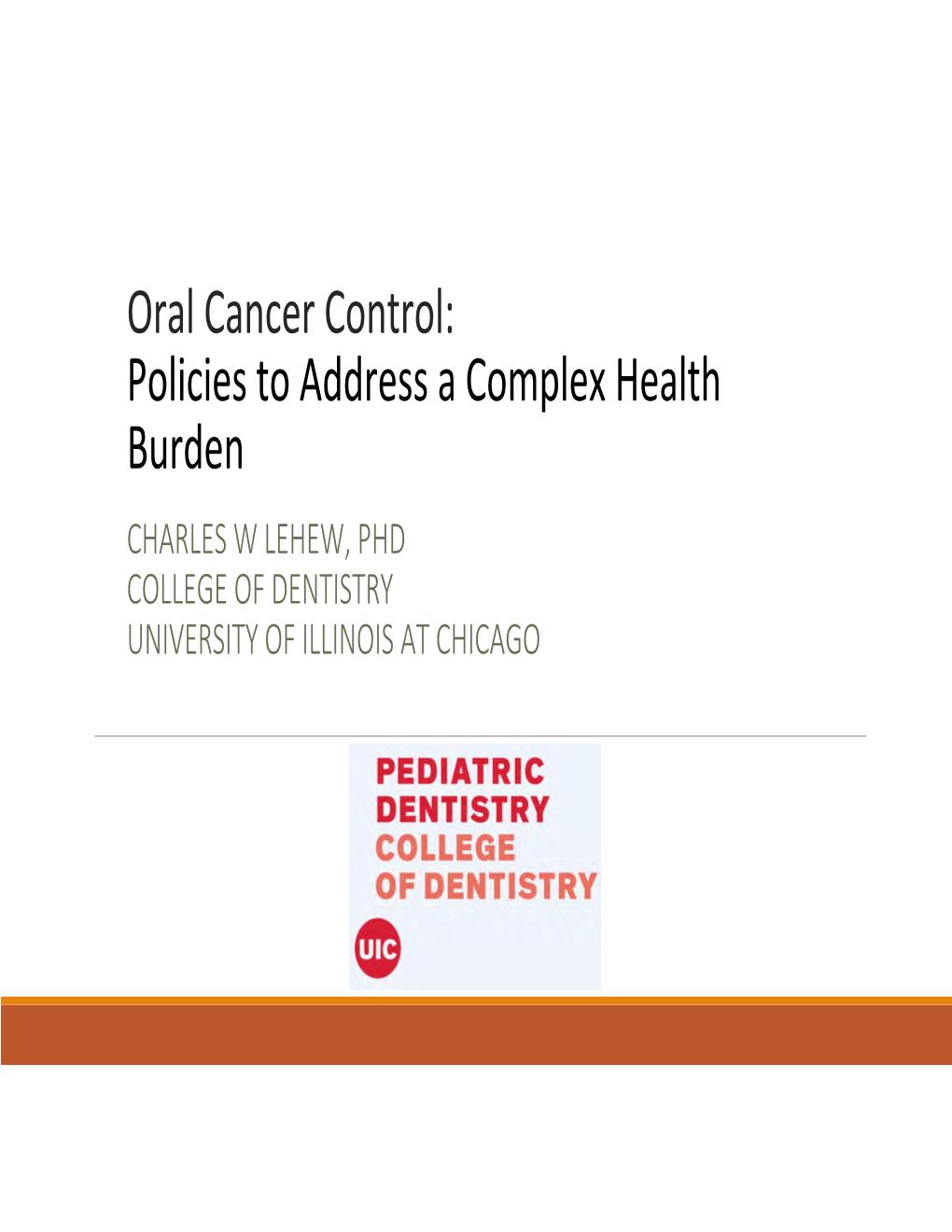 Oral Cancer Control