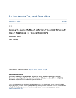 Scoring the Banks: Building a Behaviorally Informed Community Impact Report Card for Financial Institutions