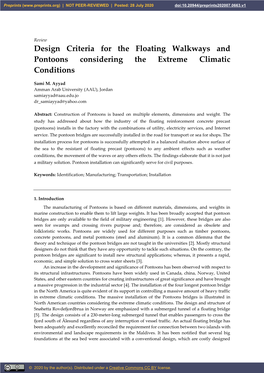 Design Criteria for the Floating Walkways and Pontoons Considering the Extreme Climatic Conditions