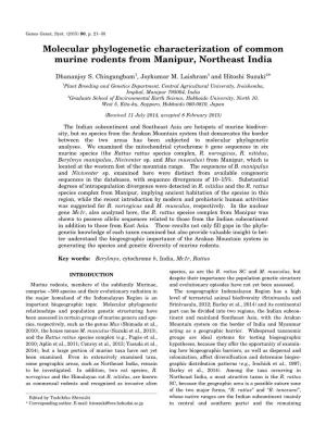 Molecular Phylogenetic Characterization of Common Murine Rodents from Manipur, Northeast India