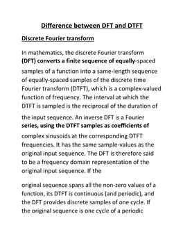 Difference Between DFT and DTFT