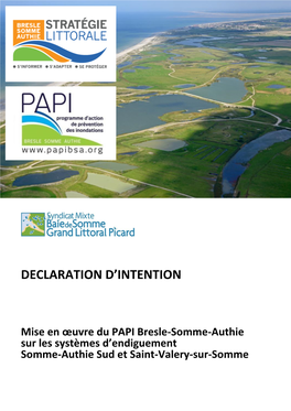 Déclaration Intention PAPI Somme Authie Sud Saint Valery Sur Somme