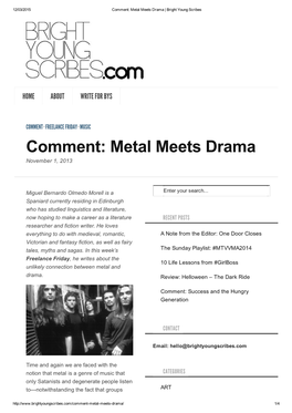 Metal Meets Drama | Bright Young Scribes