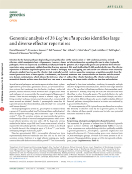 Legionella Species Identifies Large and Diverse Effector Repertoires