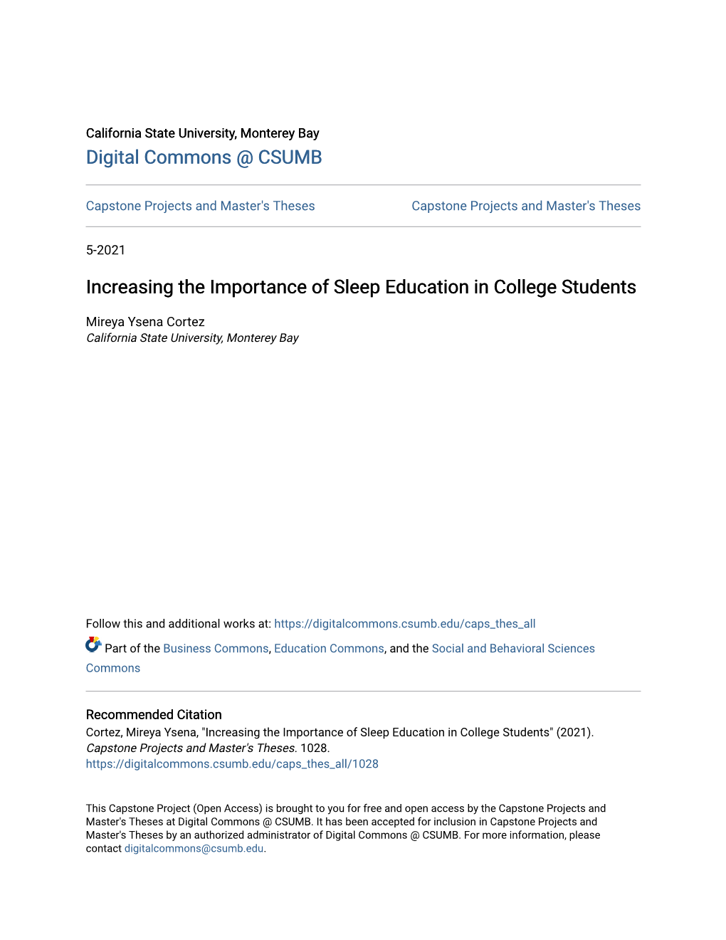 Increasing the Importance of Sleep Education in College Students